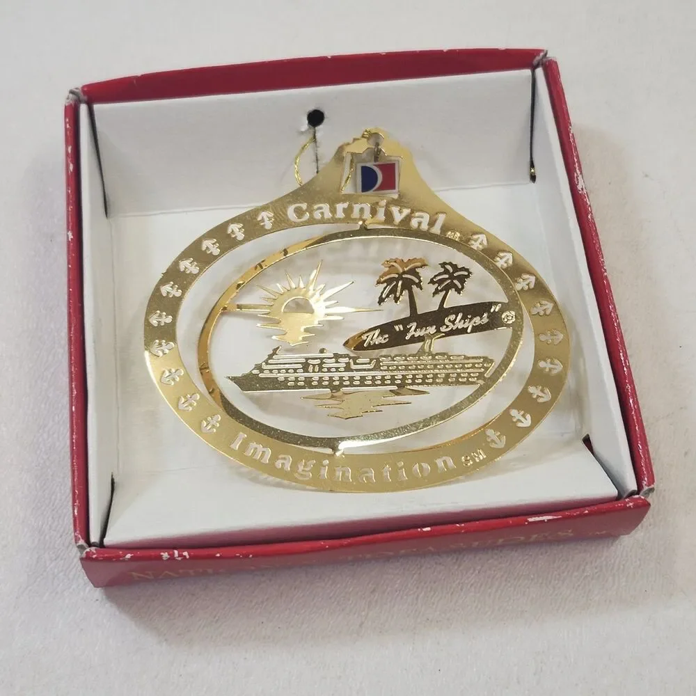 Carnival Cruise Imagination Gold Finish Brass Ornament Christmas Tree Fun Ship